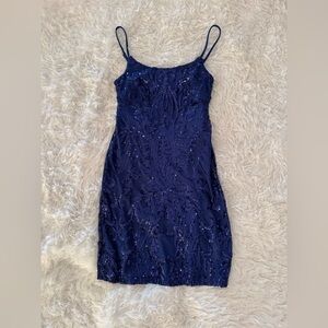 Stunning Midnight Blue Sequin Mini Dress
